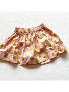 Pink Baby Skirt With Gold Polka Dots Elastic Waistband 12 Months Willow Bee Appa
